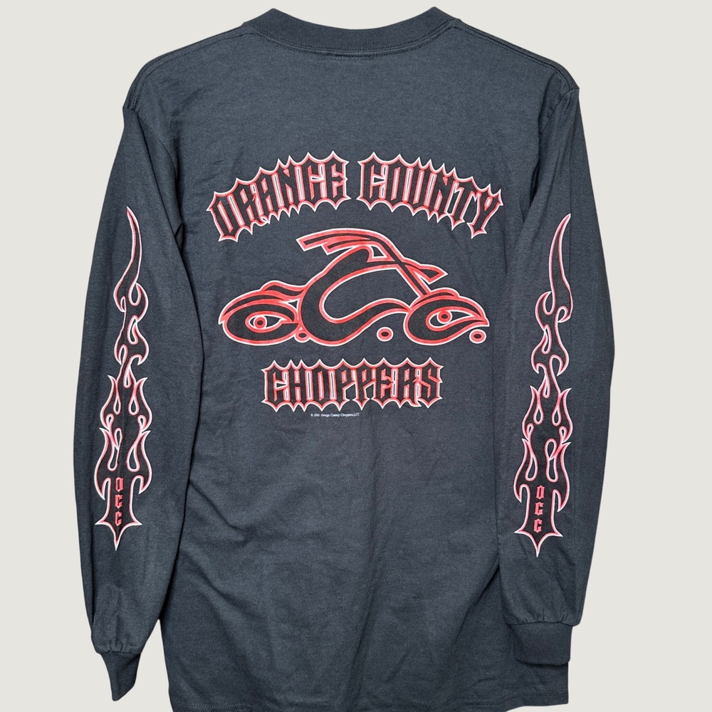 2003 Orange County Choppers OCC Y2K Long Sleeve Shirt Men M Flame Sleeve Graphic